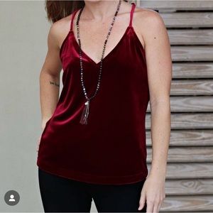 NWT Veronica M Velvet Sleeveless Top | Medium | Wine | tf-1507 |